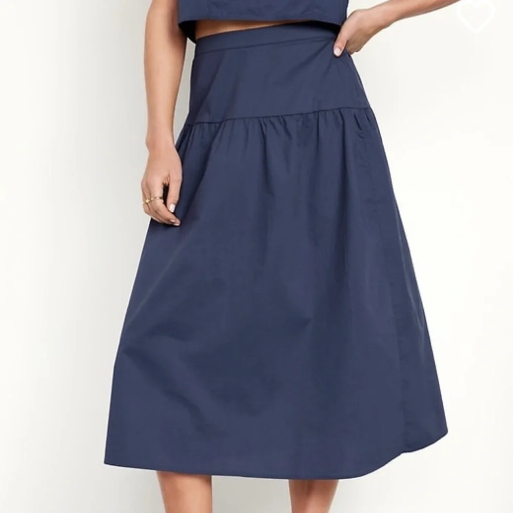 NEW Old Navy Dusty Navy Dropped-Waist Midi Skirt Tall XL - Picture 3 of 3